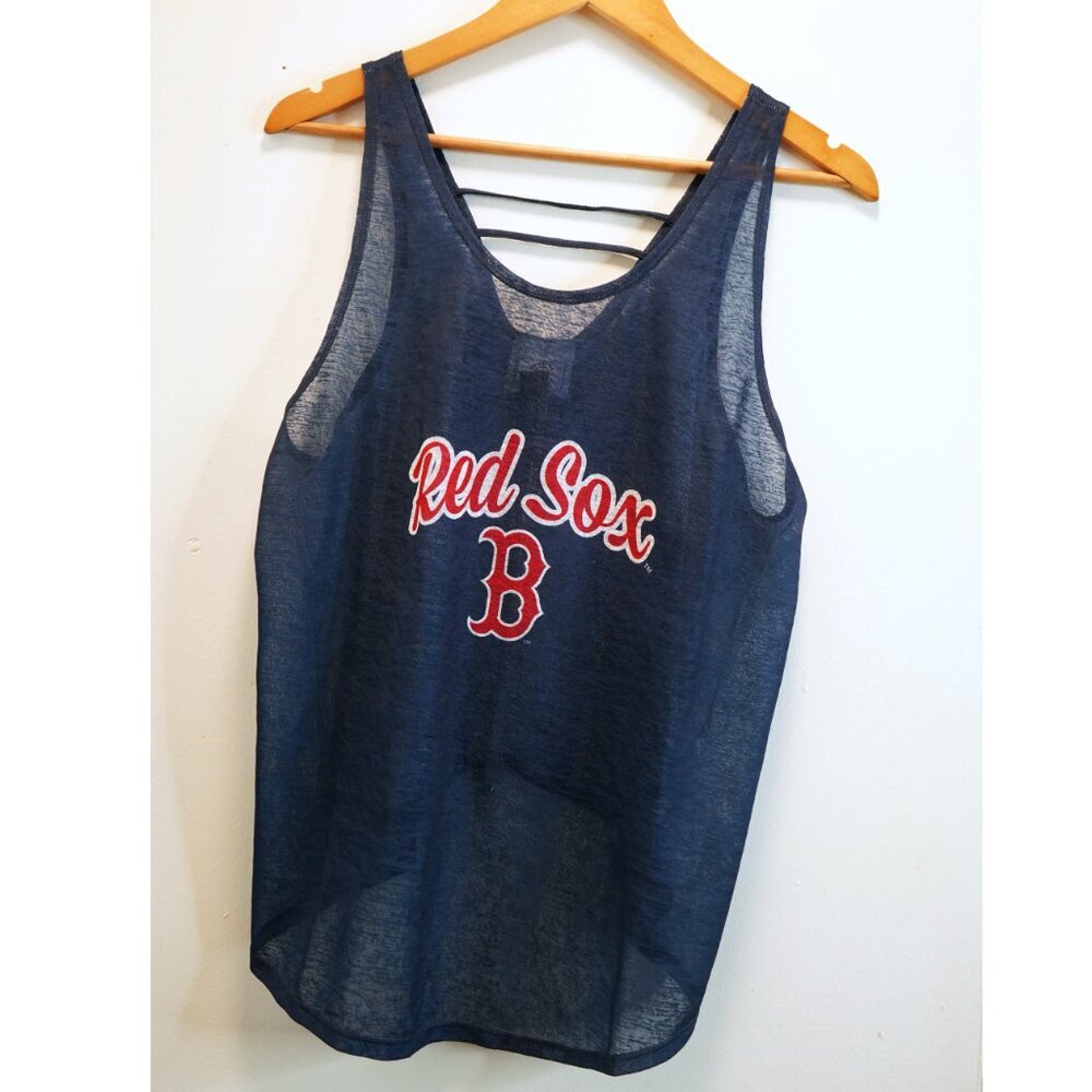 FOCO Boston Red Sox Womens Burn Out Summer Sleeveless Top